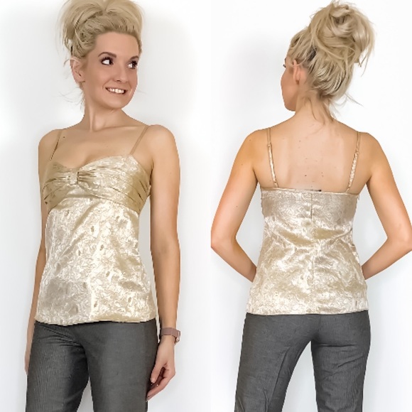 The Limited Tops - Limited Gold Metallic Formal Blouse Tank Top Shirt
